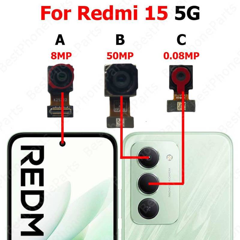Camera For Xiaomi Redmi 15 5G Rear Backside Front Facing Frontal Selfie Back Camera Module Mobile Phone Parts Camera C