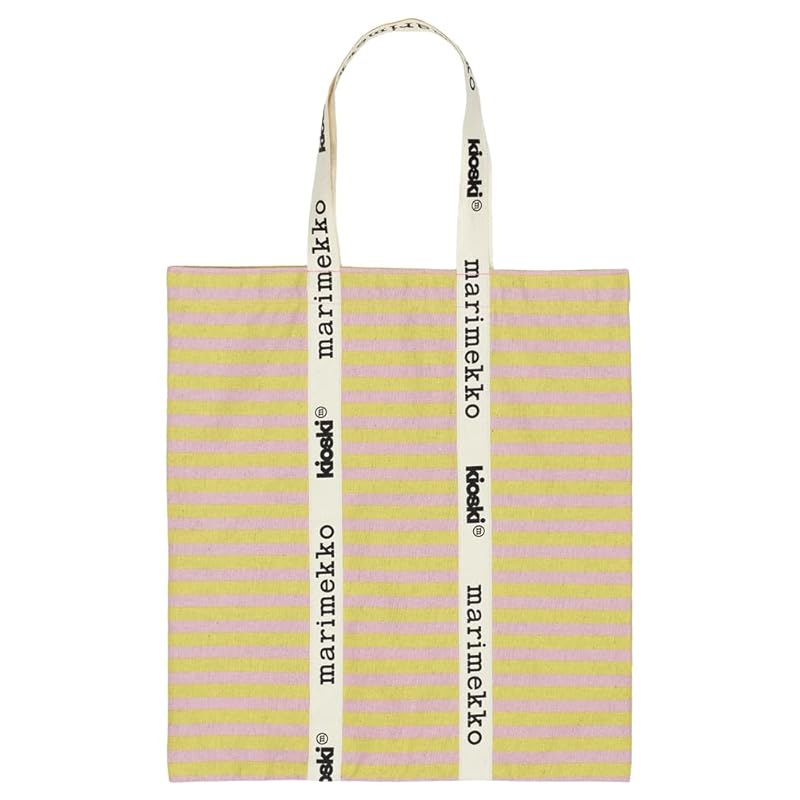 

[Marimekko] Carrier Midi Tasaraita tote bag ladies 52_1_52244293347 F Light pink x light yellow