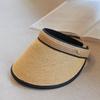 Contrast Color Webbing~ Small Standard Casual Fashion Straw Empty Top Hat Seaside Beach Sun Protection Cap Summer