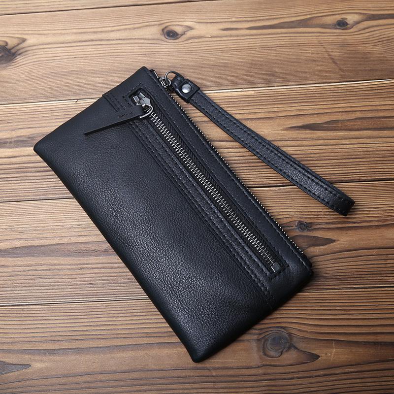 NZPJ Leather Men's Wallet Natural Leather Clutch Bag Long Bank Card Bag Large Capacity Coin Purse Casual Men's Mobile Phone Bag