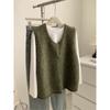 Woman Sweater Vest Sleeveless Retro Preppy Style Autumn Knitwears Waistcoat Outerwears Oversized Coats Winter Sweater Jumpers