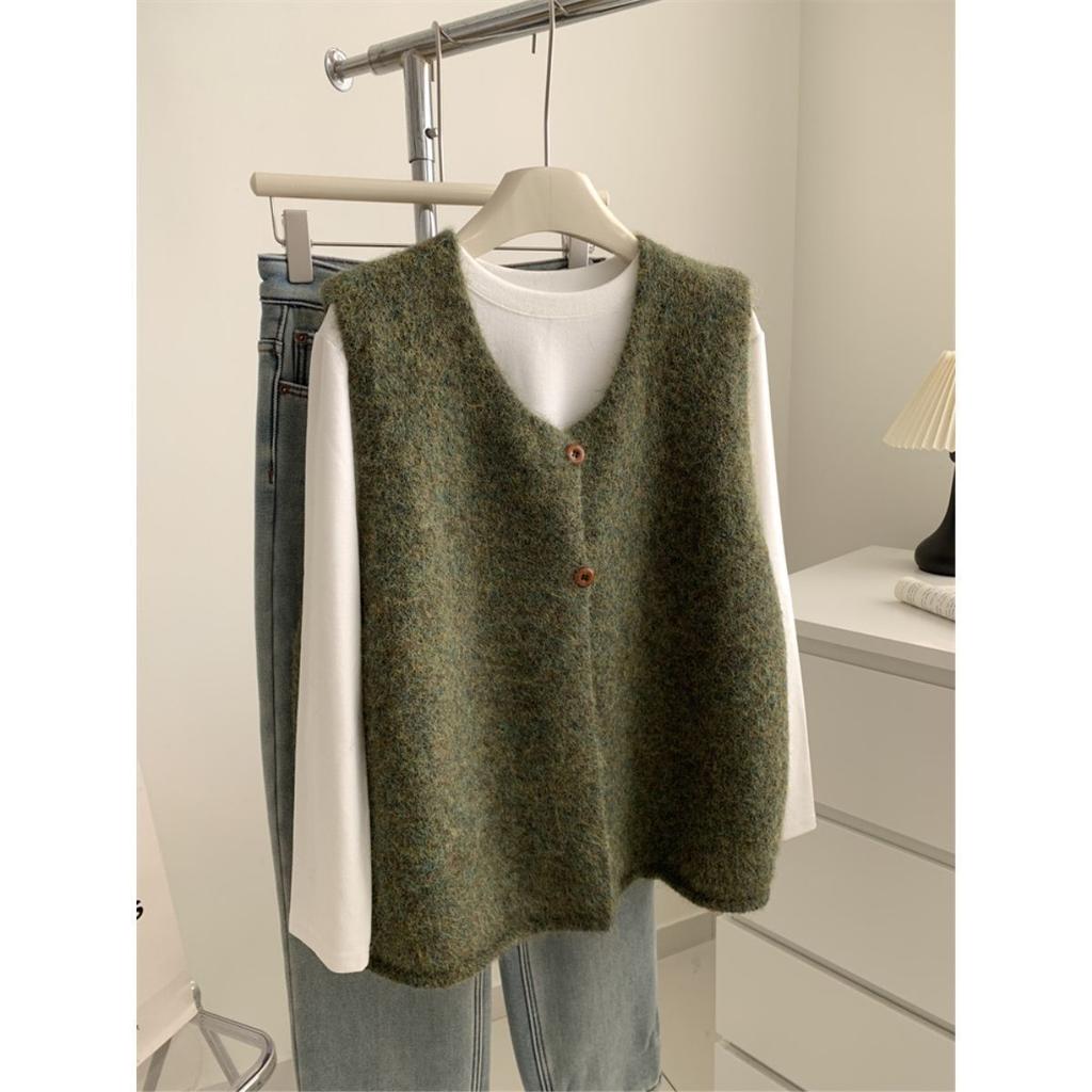 Woman Sweater Vest Sleeveless Retro Preppy Style Autumn Knitwears Waistcoat Outerwears Oversized Coats Winter Sweater Jumpers