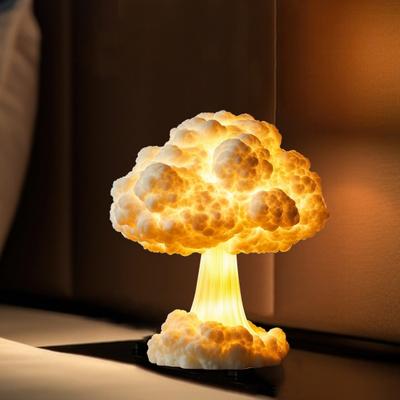 3D Atompilzlampe Handgefertigt Nukleare Explosion Schreibtischlampe Beleuchteter Atompilz