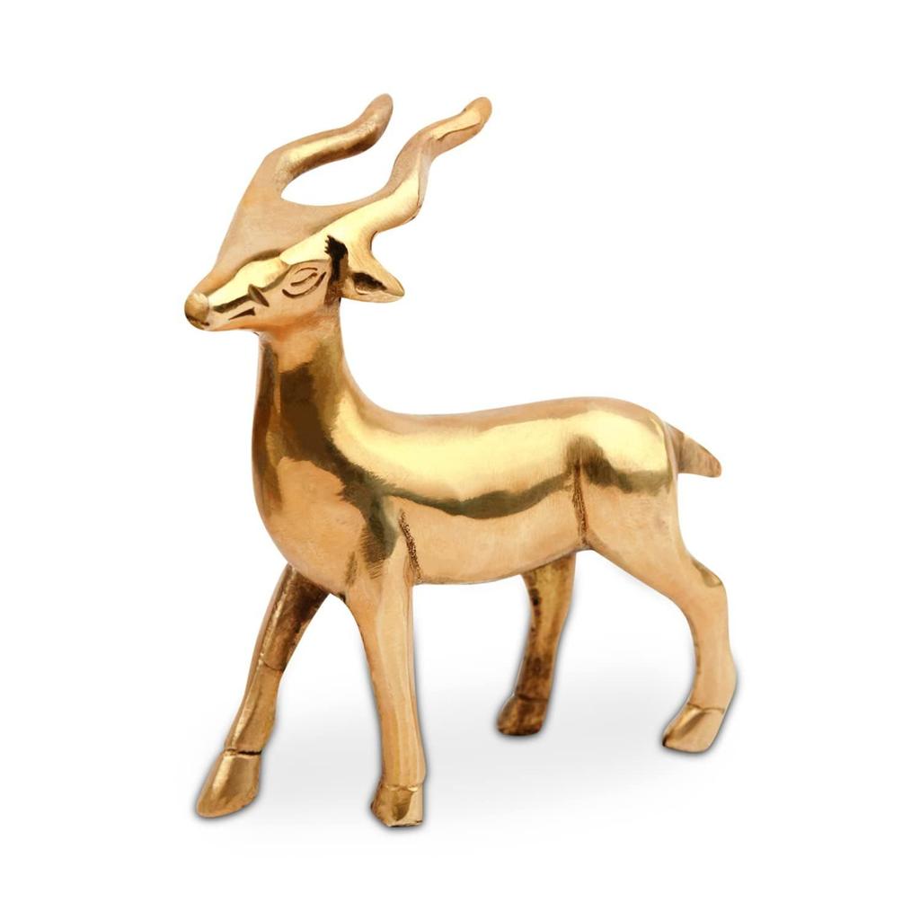 Brass Deer Statue | Height-9.5 Cm Aprrox.  | Vastu Idol for Home and Office | Zonal Placement- West/WNW|
