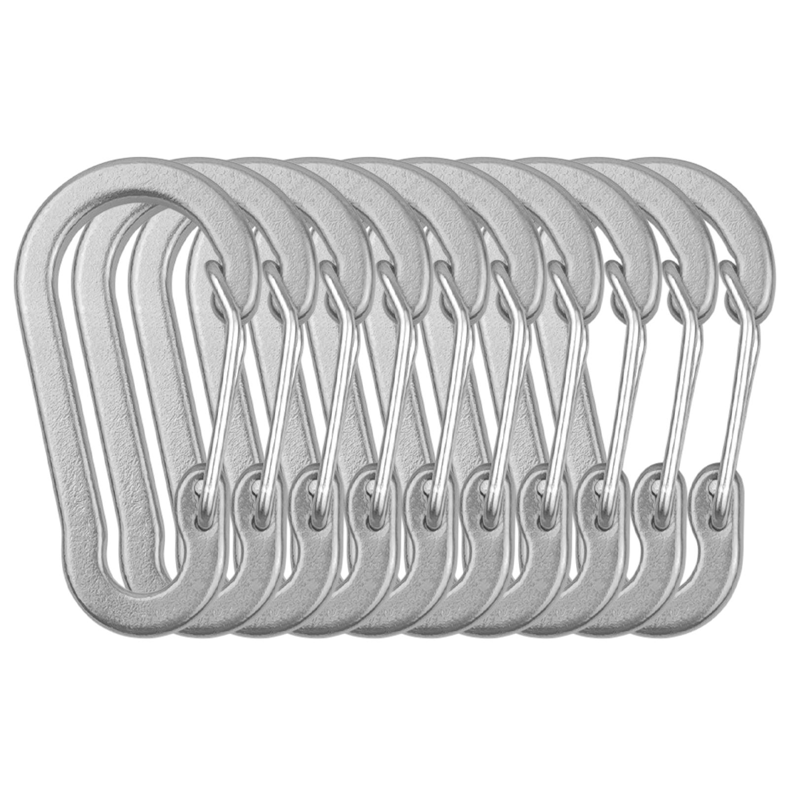 

Зажимы-карабины, мини-брелок из алюминиевого сплава, зажим-карабин, кольца D для кемпинга, пешего туризма, рыбалки 10PCS серебряный