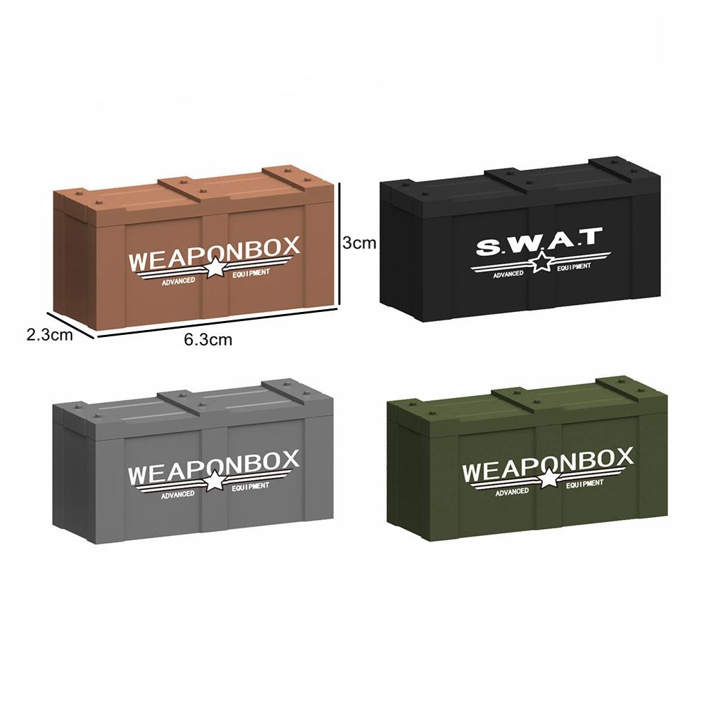 MOC Military War Accessories WW2 Soldier Building Blocks Roadblock Motorcycle Case Container Bag Brick Toy