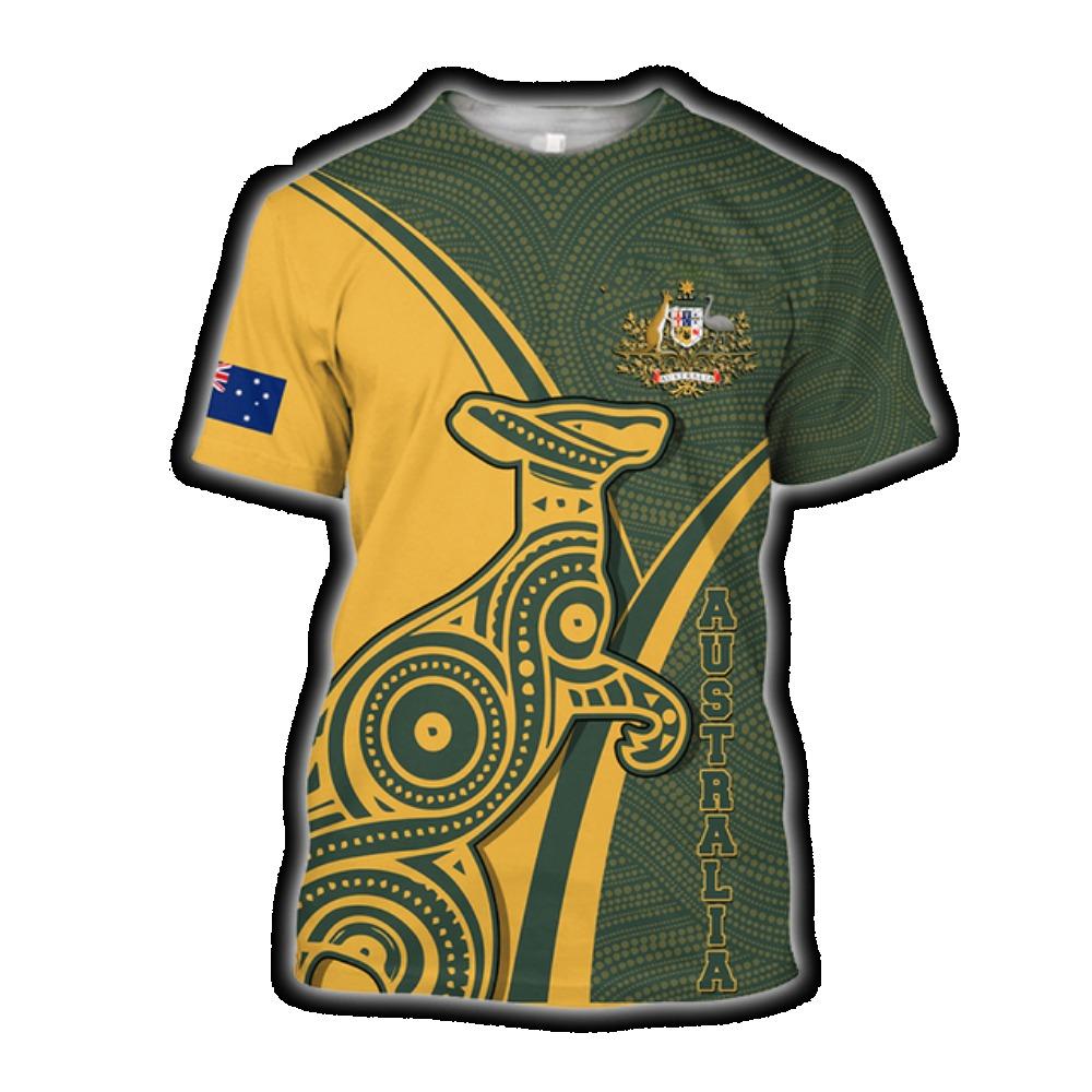 Heißes australisches Stil 3D-Druck Sommer Herren Rundhals-T-Shirt Lässig Kurzarm Übergroßer Pullover Modetrend Herrenbekleidung