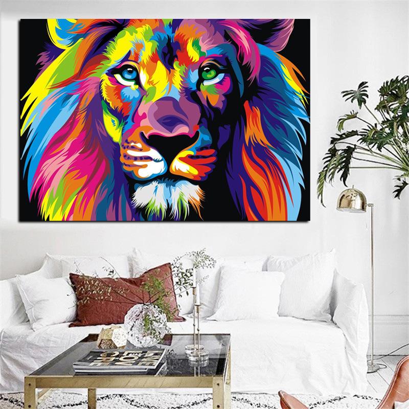 Decorative Painting Painted Lion Creative Animal Frameless Painting Core Home Living Room Decoration