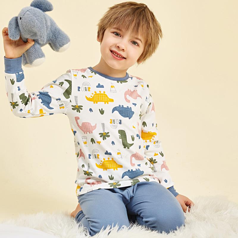 Kids' Pure Cotton Autumn Clothing Set: Warm Underwear, Base Layer Pajamas, and Knitwear for Boys and Girls
