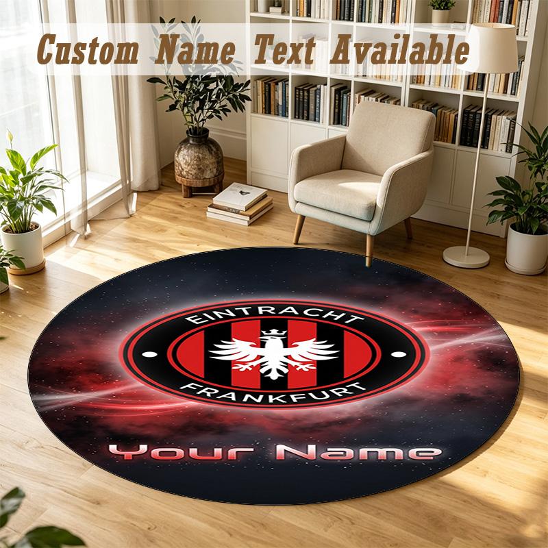 Round Rug Custom NameEintracht Frankfurt Pattern Non Slip Carpet Home Floor Decor