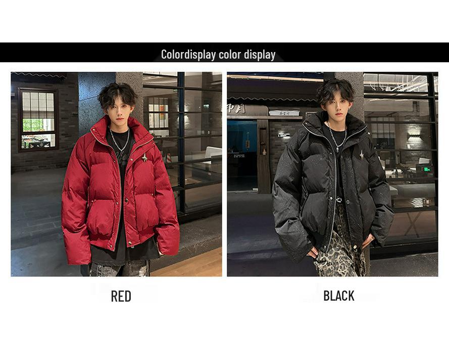 2024 Men's Full Sky Star Warm Cotton Jacket - Thickened, Loose Fit, American High Street Style Casual Winter Outerwear