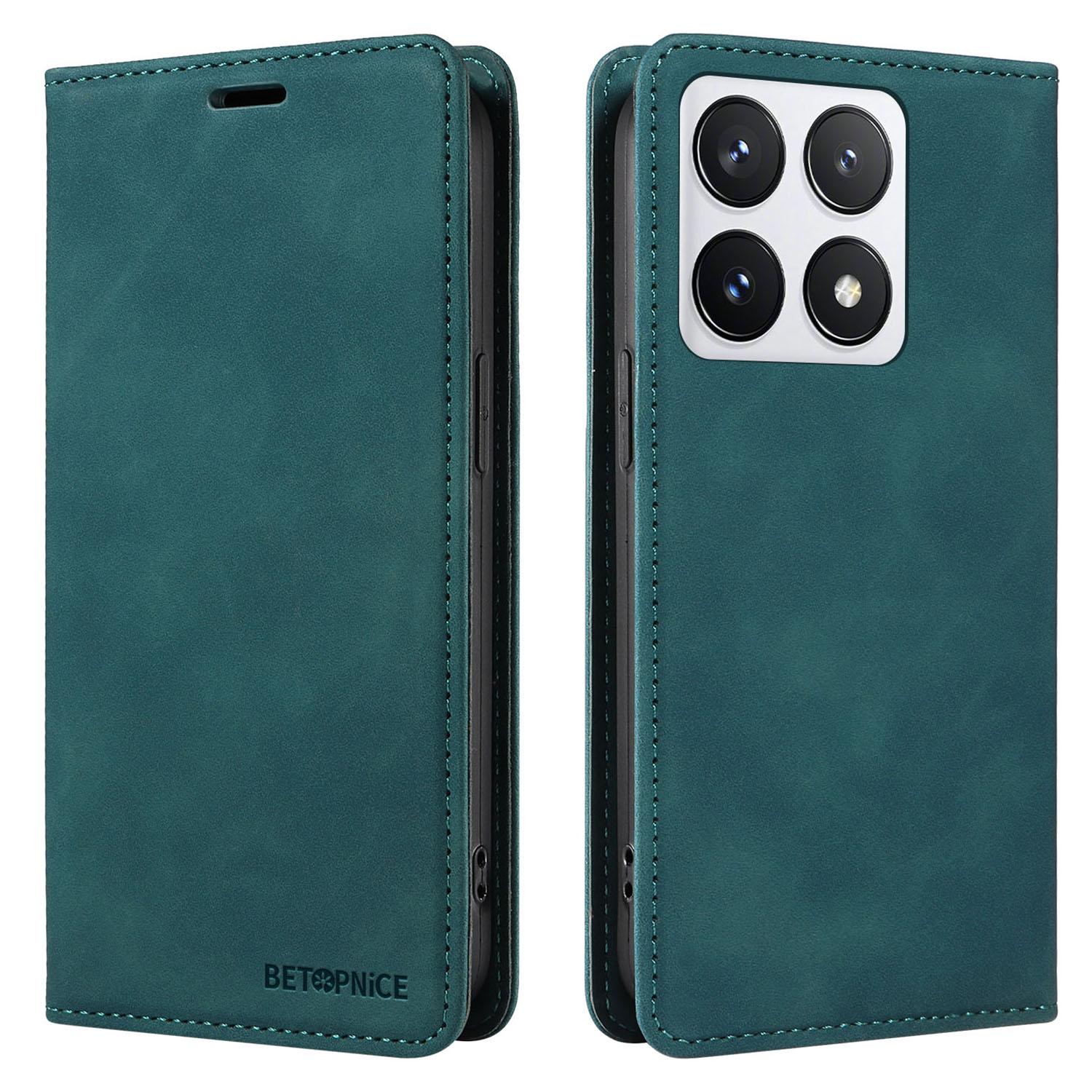 

BETOPNICE 003 Чехол-кошелек для Xiaomi 14T Pro Кожаный чехол для телефона с подставкой Green