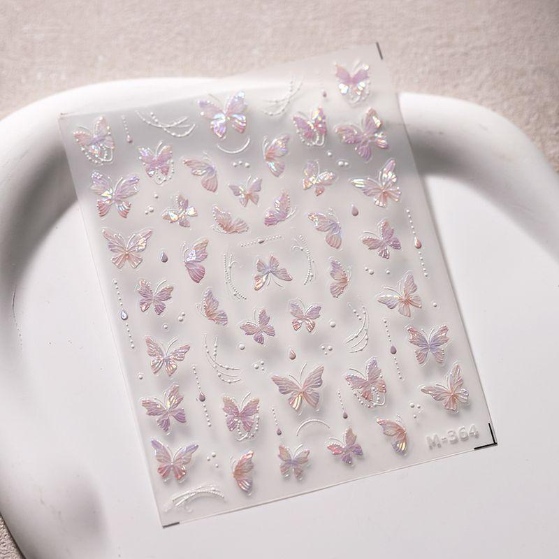

Season Glass Broken Shell Light Butterfly Nail Sticker Waterproof Nail Sticker Decorative Decals Ornament M364 368 M364 (Broken Glass)