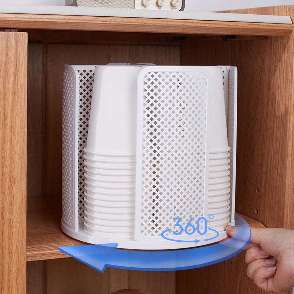 360 Rotation Storage Rack Disposable Cup and Lid Holder Coffee Cup Storage Dispenser Multifunctional Cup Organizers for Kitchen