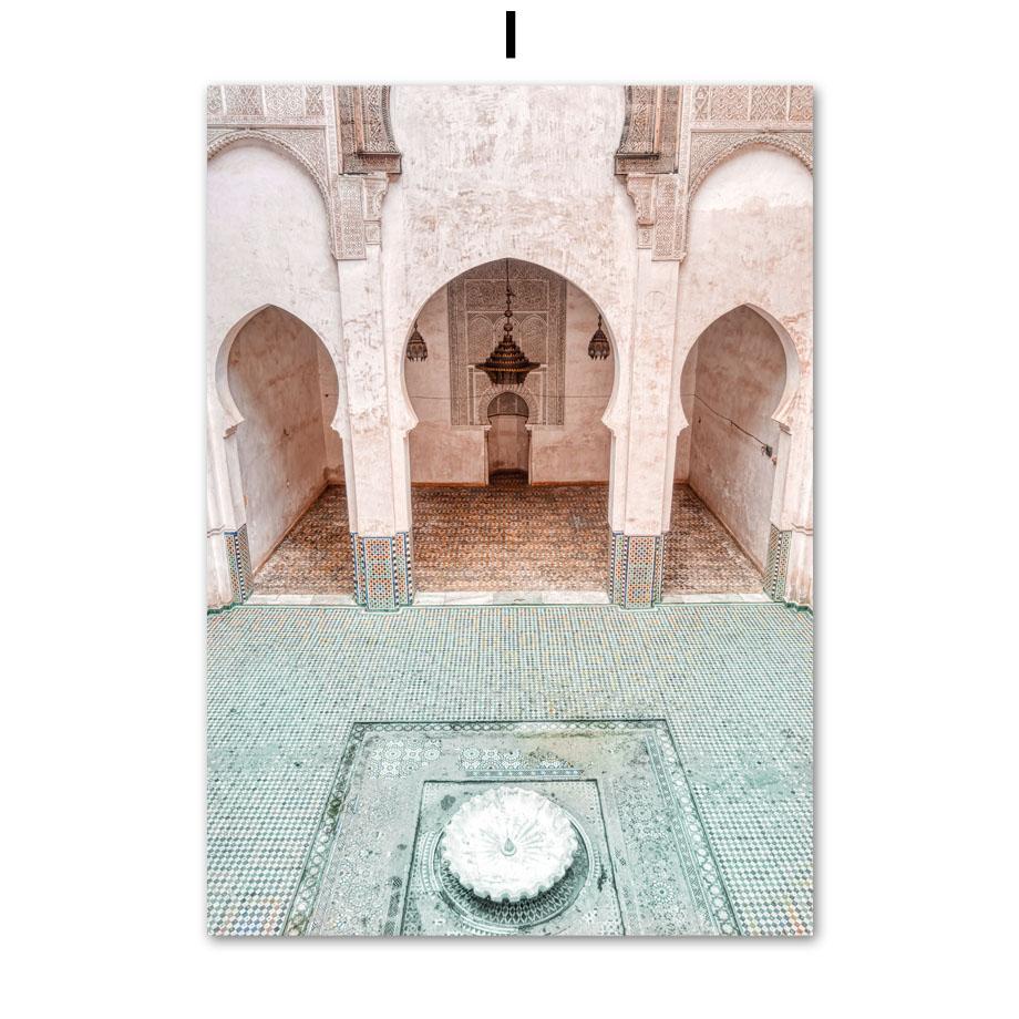 Affiches de porte marocaine avec ballon à Air chaud, fleur, Monstera, imprimés, peinture sur toile, images d'art mural nordique pour décor de salon
