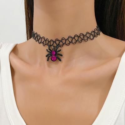 Vintage Spinnenanhänger Choker Halskette für Frauen Vielseitige Tattoo Schlüsselbeinkette Modeschmuck
