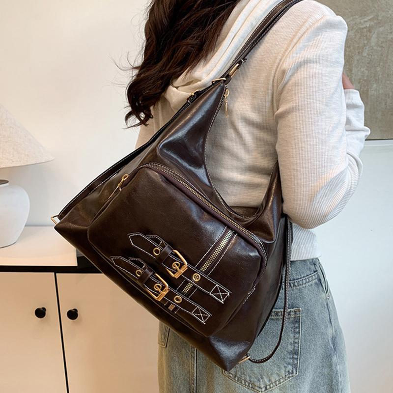 Fashion PU Leather Shoulder Bag Multifunctional Large Capacity Crossbody Bag Casual Underarm Bag Women KTB