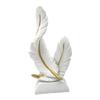 Double Feather Statue Home Accessory Decorative Figurine Table Centerpiece Modern Made of