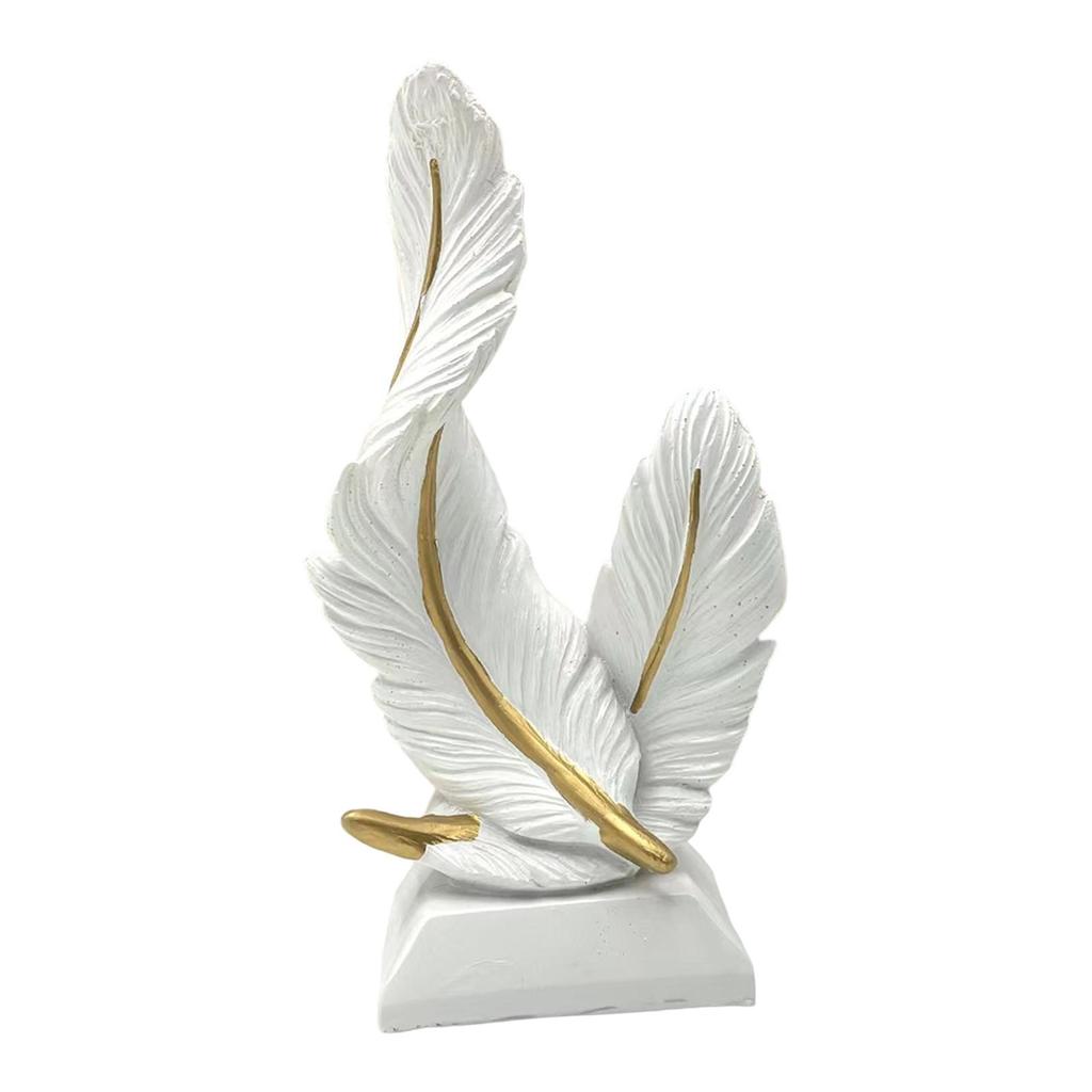 Double Feather Statue Home Accessory Decorative Figurine Table Centerpiece Modern Made of