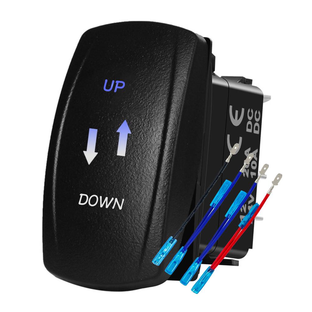 12V 24V Boat Trim Tabs Switch (ON)-OFF-(ON) Momentary Rocker Switch Waterproof Blue Light ON-OFF Toggle Switch With Harness Switches4