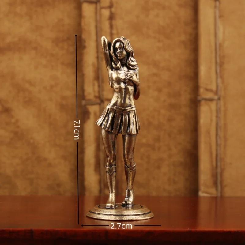 Vintage Brass Bikini Girl Sculpture Retro Figurine Art Deco Desktop Ornament Unique Office Desk Decor Collectible Gift For Adult