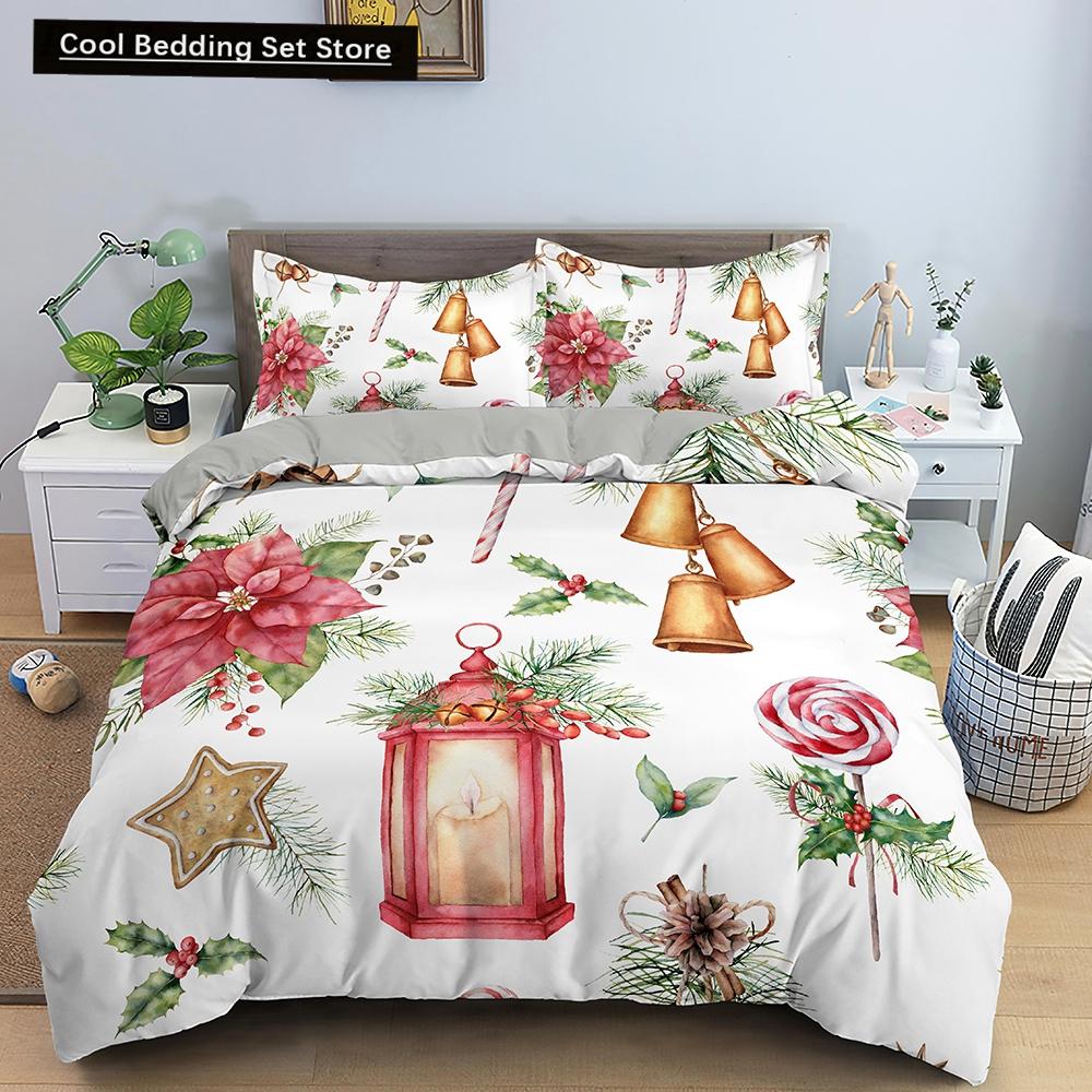 Merry Christmas King Queen Duvet Cover XMAS Bedding Set for Kid Santa Claus Quilt Cover Cartoon 2/3pcs Polyester Comforter Cover