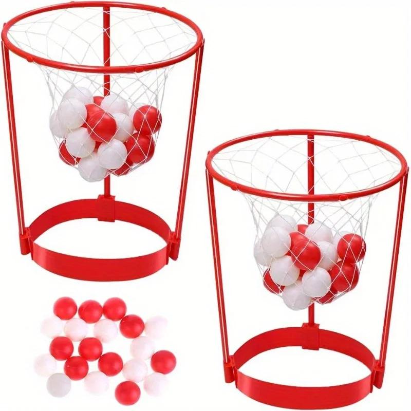 2pcs Adjustable Basketball Headband Toss Game Set with 20 Balls - Hands-Free Challenge Game for Kids Family Game Interactive Toy