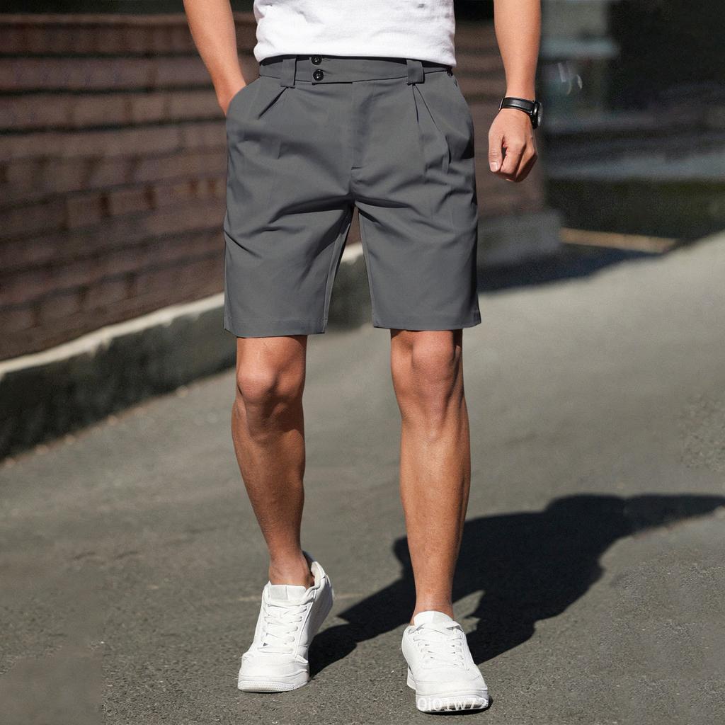 Herren Freizeithose Gerader Schnitt Knopfbefestigung Reißverschluss Seitentaschen Gürtelschlaufen Leichter Stoff für den täglichen Gebrauch