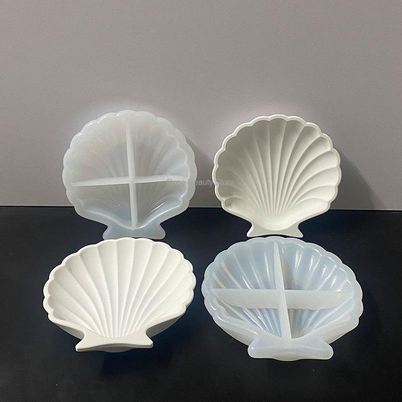 3D Muschel Silikonform DIY Epoxidharz Schmuckschale Jakobsmuschel Schale Aufbewahrungstablett Tropfen Ozean Stil Kerzenständer Gipsform