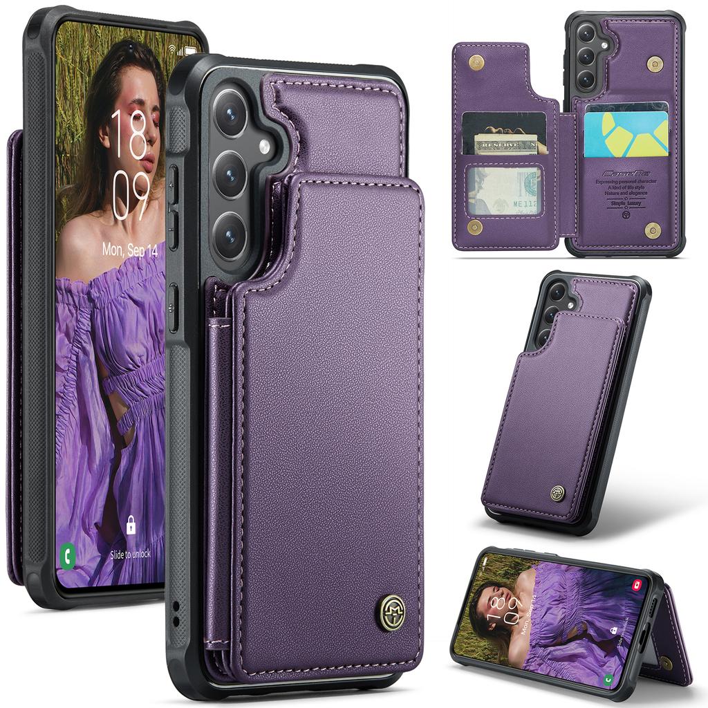 For Samsung Galaxy S25 Phone Case CASEME C22 Leather Back Cover with RFID Blocking Card Slots