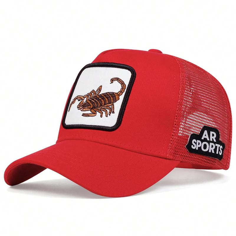 Unisex Scorpion Embroidery Baseball Net Caps Spring Summer Outdoor Adjustable Casual Hats Dad Hat Sunscreen Hat