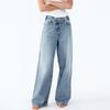 Spring New Women clothes Daily Versatile Personalized Double Placket Pants High Waist Loose Wide Leg Jeans 8197232