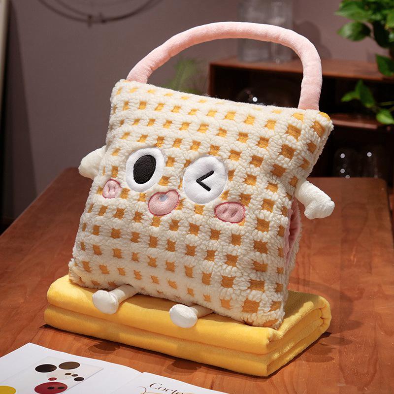 Cartoon Dopamine Lambswool 3-in-1 Pillow: Office Nap, Sofa Cushion, Car Backrest