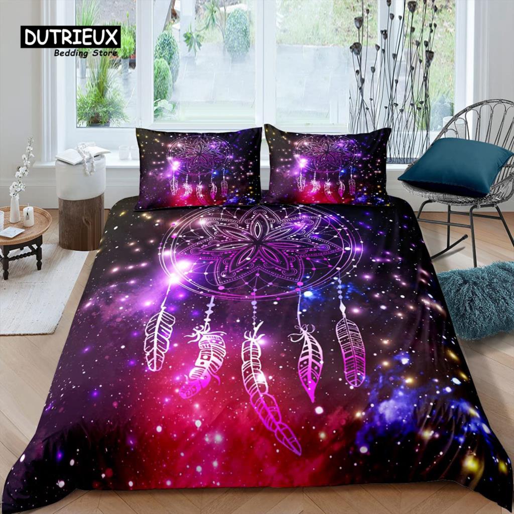 Dreamcatcher Duvet Cover Boho Dream Catcher Comforter Cover Microfiber Indian Native Tribal Elements Bedding Set King Queen Size