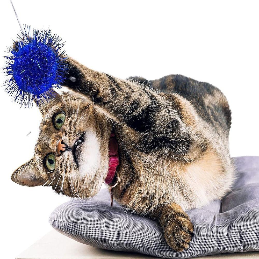 50pcs Interactive Glitter Balls Indoor Pom Pom Balls pet Toys Cat Sparkle Balls Toy  Puppy