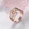 Cazador Luxury Zircon Ring Trendy Rose Gold Color Stainless Steel Flower Wedding Rings for Women Party Girls Jewelry Wholesale