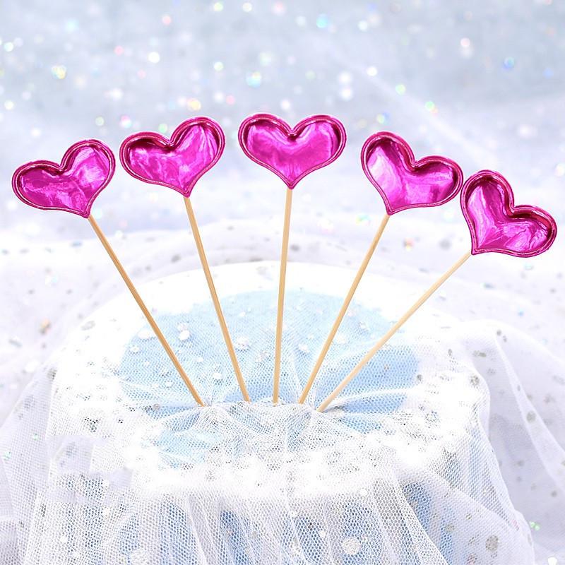 Peach Heart, Star, Snowflake, and Crown Cake Decoration Toppers for Birthdays