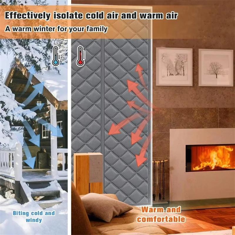 1PCS Winter Self Absorbing Cotton Home Thickened Warm Door Curtains Thermal Insulation Partition Curtains Winter Cold Curtains Wind Resistant Panels