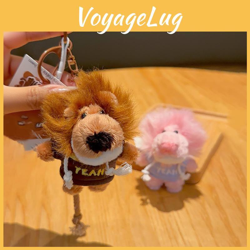 Cute Letter Embroidered Hoodie Nien Lion Plush Toy Pendant Keychain For Bags And Keys