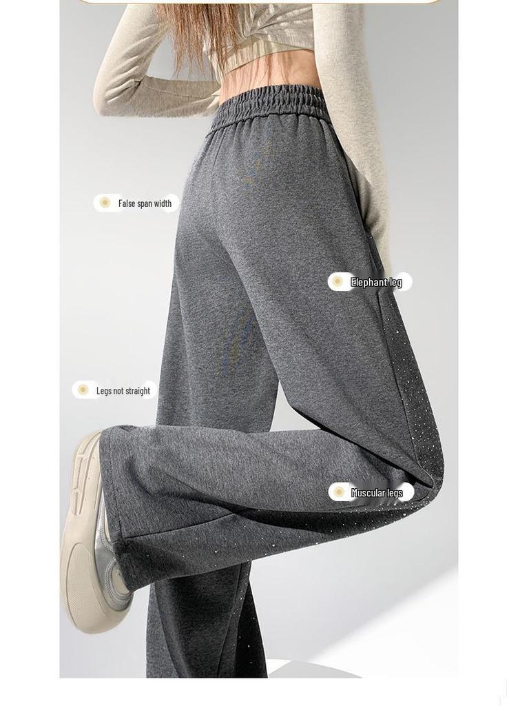 2026 Spring/Summer Women's Starry Sky Wide-Leg Pants with Rhinestones