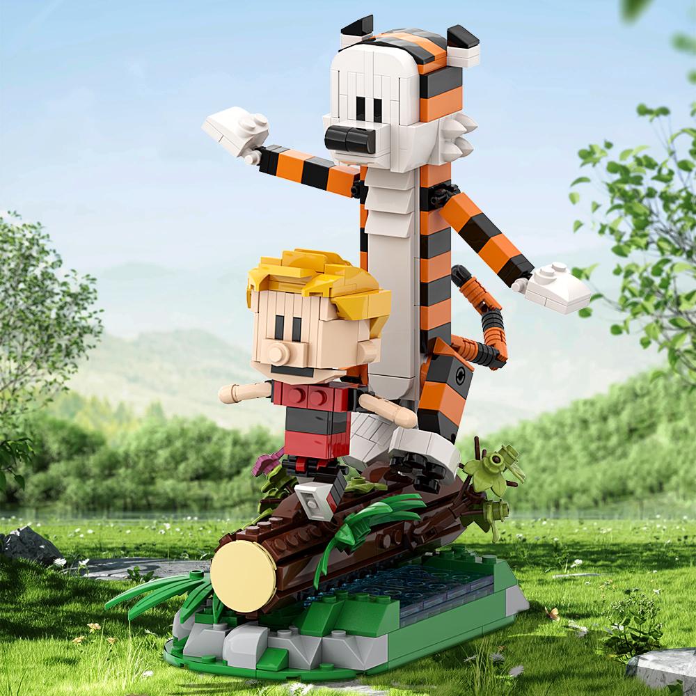 Moc Calvined and Hobbes Building Blocks Classic Comic Book Figure DIY Model Bricks Children Educational Toys Collect Gifts