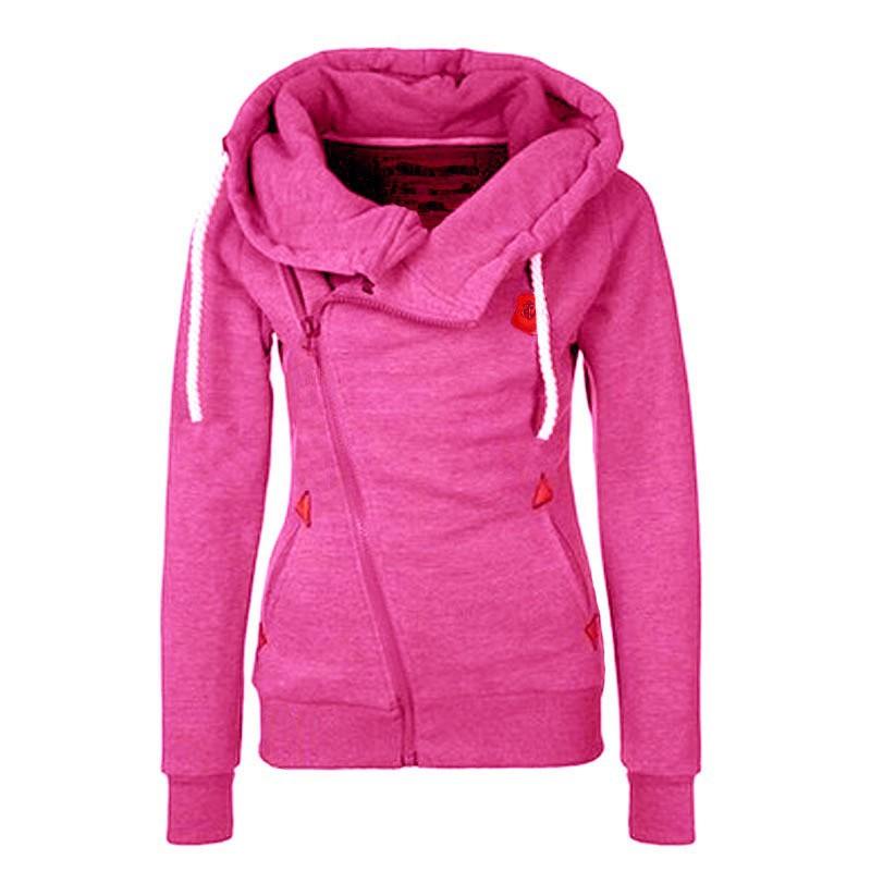 Women's Clothing Top European American Sports Cardigan Side Zipper Hooded Sweatshirt Jacket