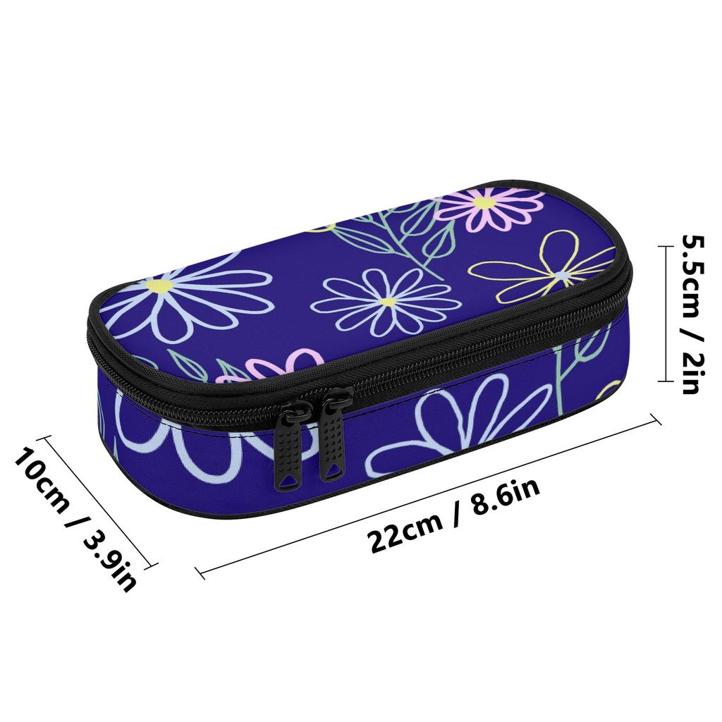 Pen Case Strong Polyester Fabric Organized Storage Smooth Zipper with Main Compartment Mesh Pocket and Pen Slots for Students