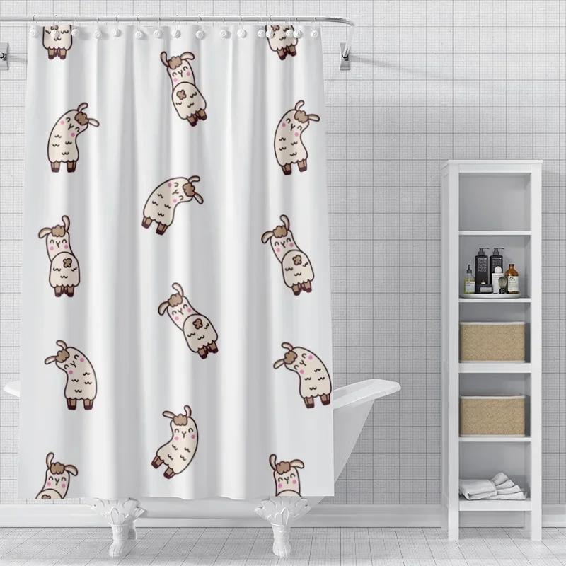 

Home Decoration Shower Curtains For Bathroom Waterproof Curtain Fabric Modern Nordic Style Living Roomcute Animal Cartoon Dogs W60H190(CM)-1 Pcs