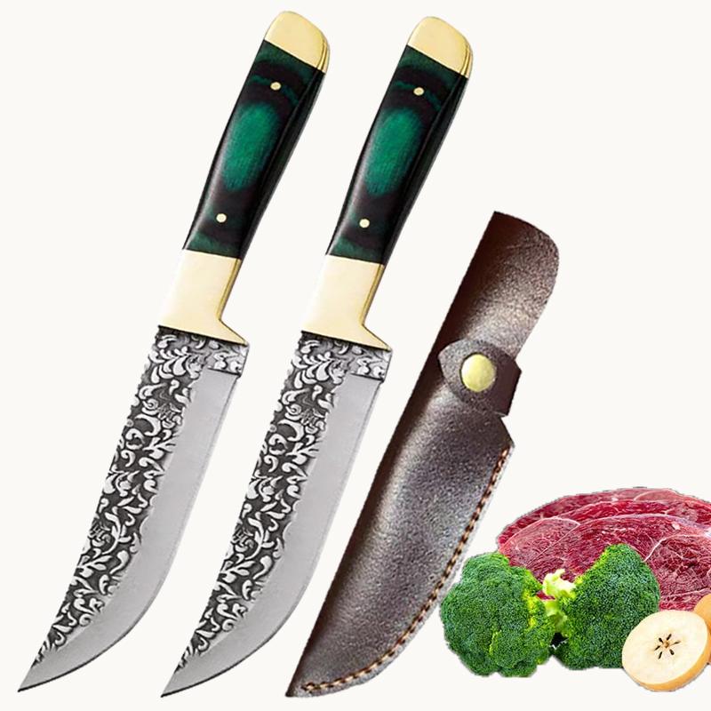 Stainless Steel Boning Knife Meat Cleaver Kitchen Mongolian Hand Meat Knife Roasted Whole Lamb Steak Knife with Knife Cover