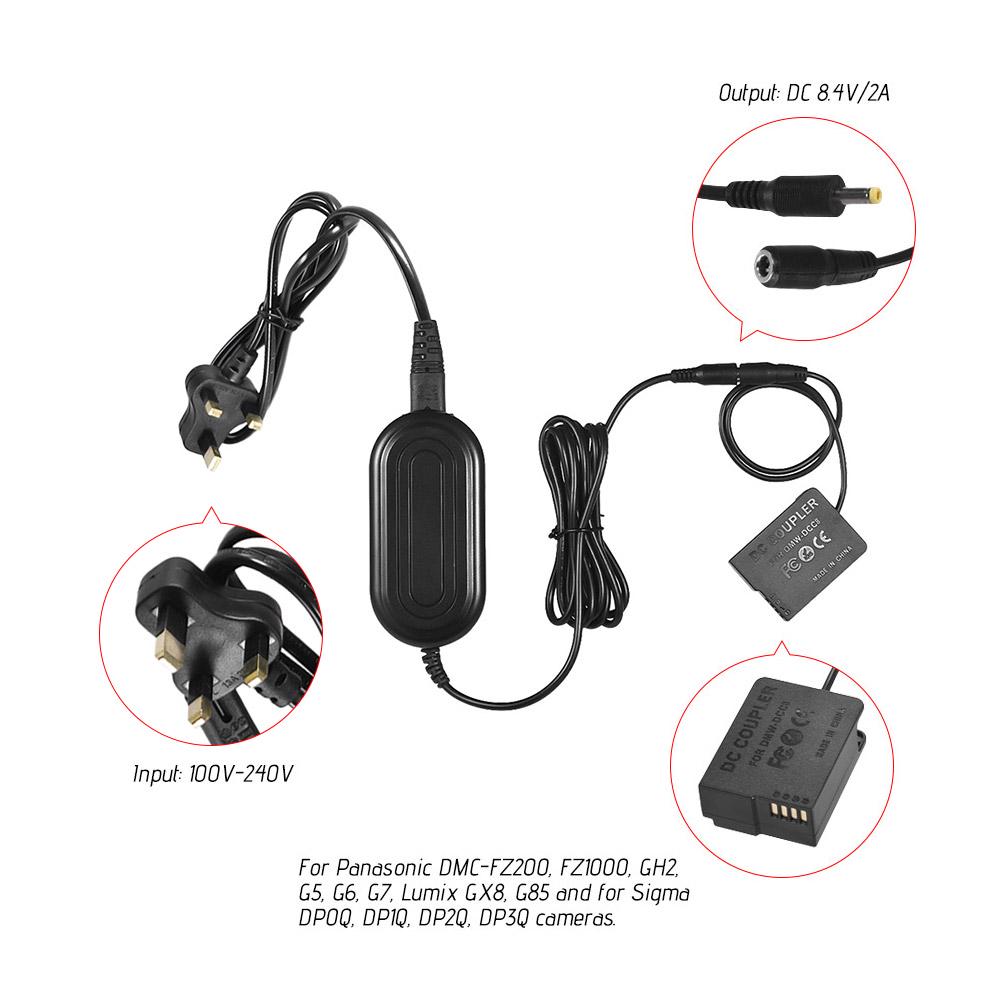 Nätströmsadapter Försörjning DSLR-kamera laddare+kopplingssats från Panasonic