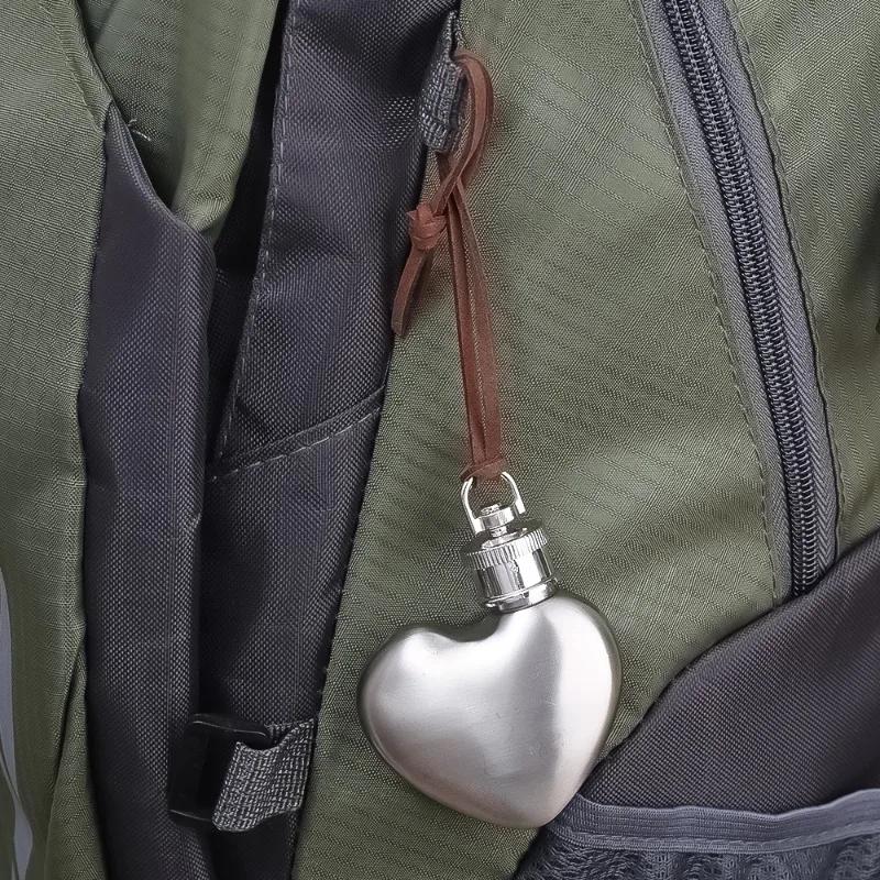 1 buc. Flacon de șold în aer liber Oală portabilă de vin Flacon mic în formă de inimă Flacon de vin din oțel inoxidabil 304 Sticlă de apă