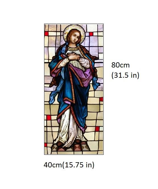 

Stained Glass Window Film Static Cling Privacy Window Sticker Madonna Mary Picture Vinyl Decal for Church Home Decor Christmas