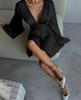 Popular Women's Long Sleeve V-Neck Backless Mid-Length Dress - Fashionable European & American Style