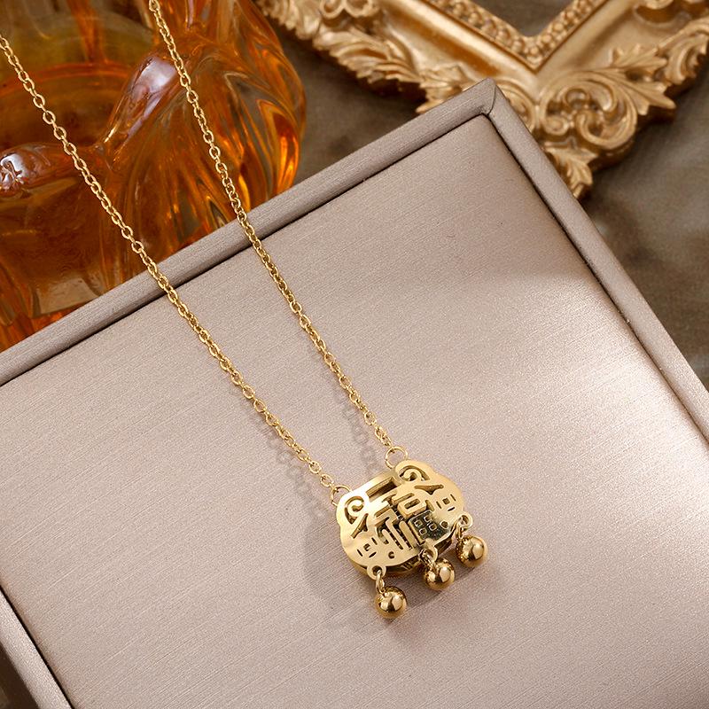 18K Gold-Plated Ruyi Lock Necklace for Women - Titanium Steel, Fashionable Clavicle Chain